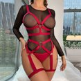 thumbnail image 5 of Gibobby Sujetador De Encaje Para Mujer Lencería de Mujer de Encaje Sexy Mesh de Dormir Boudoir Outfits Lingerie Plus Size Body Lencería Conjunto De Lencería Sexy(Rojo, XXG), 5 of 5