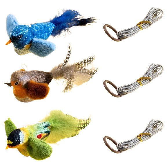 BESTSKY 2026 New 3Pcs Flapping Bird Cat Toy Bird Swinging Action Bird Cat Toy Stimulate Active Cat Play Cat Bird Toy Flapping for Indoor Interactive Play Home Entertainment Cat Exercise Stress Relief