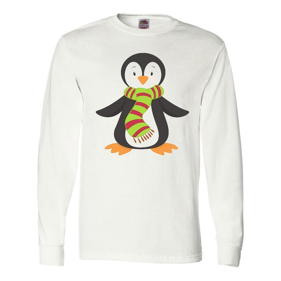 Inktastic Cute Penguin, Little Penguin, Penguin with Scarf Long Sleeve T-Shirt
