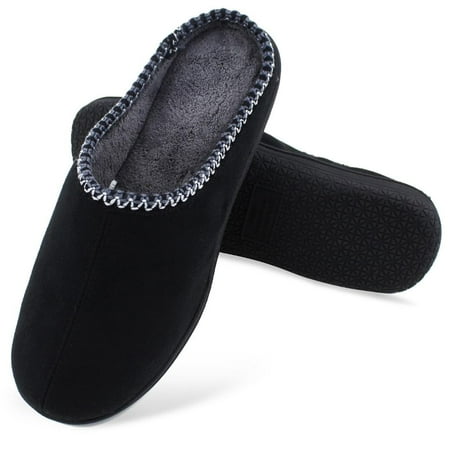 

Sonbest Men Slient Indoor Slippers Warm Furry Lined Slipper Comfort Closed Toe House Shoes Soft Non-Slip Sole Bedroom Home Shoes