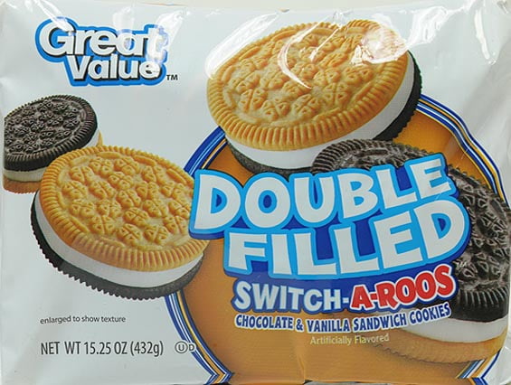 Great Value Double Filled Chocolate & Vanilla Sandwich Cookies, 15.25oz