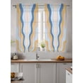 thumbnail image 2 of Blue Yellow Ombre Curtains 45 Inch Length, Sheer Curtains for Bedroom Living Room Window Modern Geometric Moire Abstract Art Rod Pocket Drapes Kitchen Curtains Small Half Window 42"x45" 2 Panels, 2 of 6