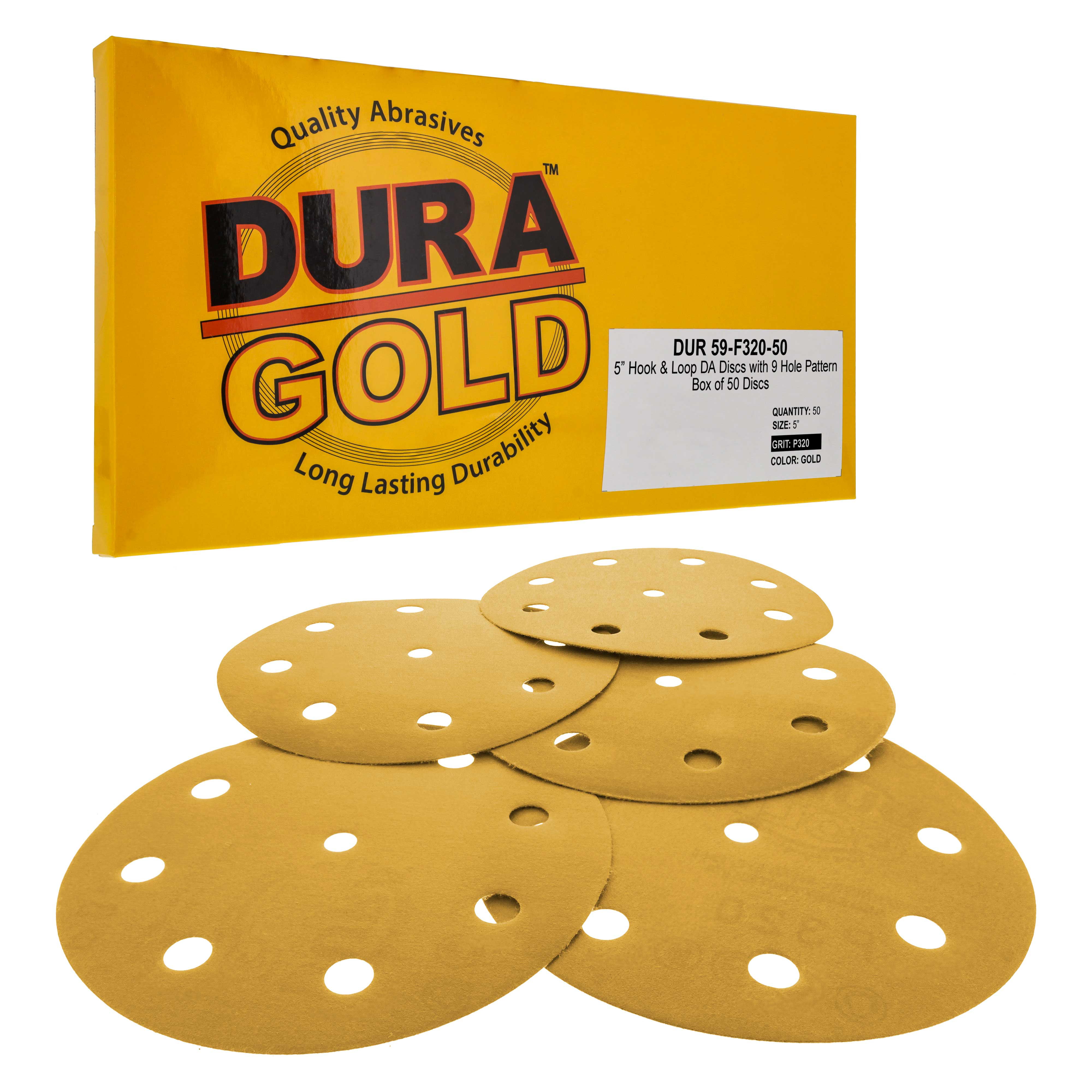 Premium Film Back Variety/Assortment Pack 6 Green Film PSA Self Adhesive Stickyback Sanding Discs 5 of Each grit 80, 120, 220, 320, 400 - Box of 25 Total Sandpaper Finishing Discs Dura-Gold 