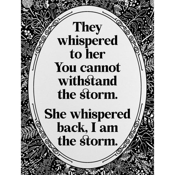 Canvas Wall Art Inspirational Vintage I Am the Storm Poster Print Wall Decor Floral Positive Quote Painting for Living Room Home Office Decoration poster