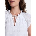 thumbnail image 5 of Time and Tru Women's Eyelet Embroidery Cotton Mini Dress with Flutter Sleeves, Sizes XS-XXXL, 5 of 6
