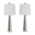 thumbnail image 2 of Lavish Home Set of 2 Modern Table Lamps with Hammered Glass Lights and LED Bulb for Bedroom, Living Room, and Office (Silver), 2 of 6