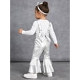 thumbnail image 6 of Miaeowve Toddler Baby Girls Retro 70s Outfit Disco Flared Jumpsuit Sleeveless Sparkly Bodysuit Silver 3-6M, 6 of 7