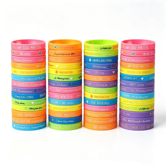 OOINQQ 20 Pcs Gradient Silicone Wristbands, Motivational Inspirational Quote Rubber Unisex Accessories for Teacher Home Office Party Favor Gifts