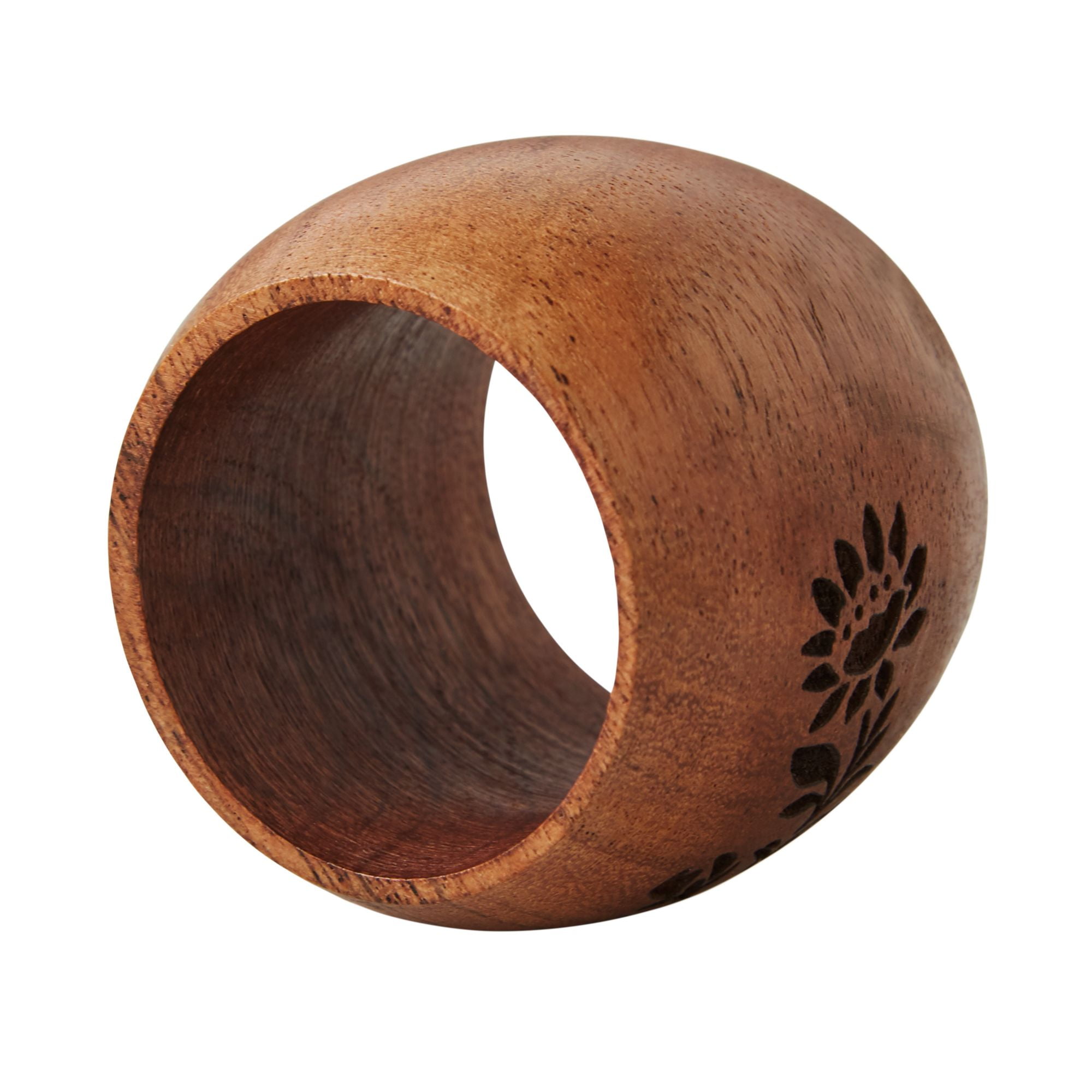 The Pioneer Woman Etched Wood Napkin Rings, Natural, 1.5" x 2", Set of 4