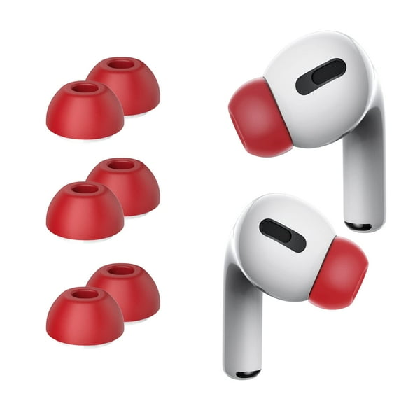 Lanwow Premium Memory Foam Tips for AirPods Pro & AirPods Pro 2nd Generation. No Silicone Eartips Pain. Anti-Slip Eartips. Fit in The Charging Case, 3 Pairs (S/M/L, Red)
