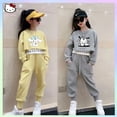 thumbnail image 3 of Sanrioed Anime Kuromi Cinnamoroll Long Sleeves Sweatshirt Kids Spring Autumn Clothing Fashion Pullover Pants Student Sportswear, 3 of 4