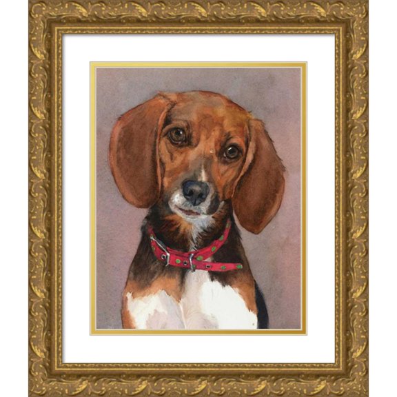 Fagan, Edie 20x24 Gold Ornate Wood Framed with Double Matting Museum Art Print Titled - Lucy English Pocket Beagle