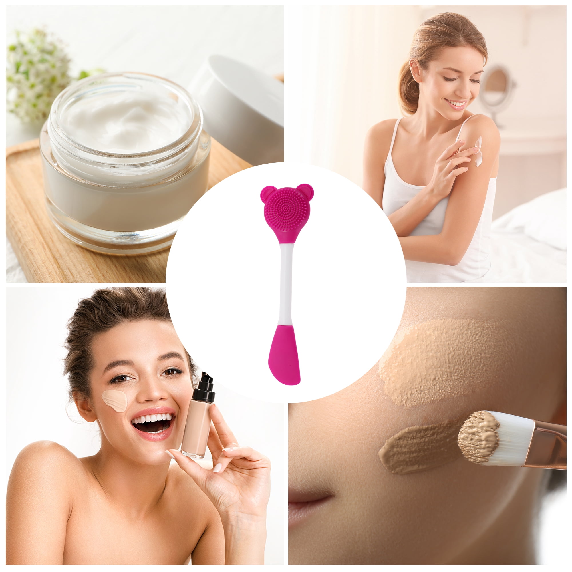 Unique Bargains Smooth Knife-shaped Facial Mask Brush 2 Pcs Rose Red