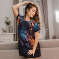 thumbnail image 3 of Easygdp Forest Cool Lion Camisón de manga corta para mujer, informal, estampado, 3 of 6