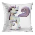 thumbnail image 1 of RYLABLUE Pourpre Cheval Mignon Toon Fantaisie Licorne sur 3D Rendu Jeter Taie d'Oreiller Housse de Coussin, 1 of 1