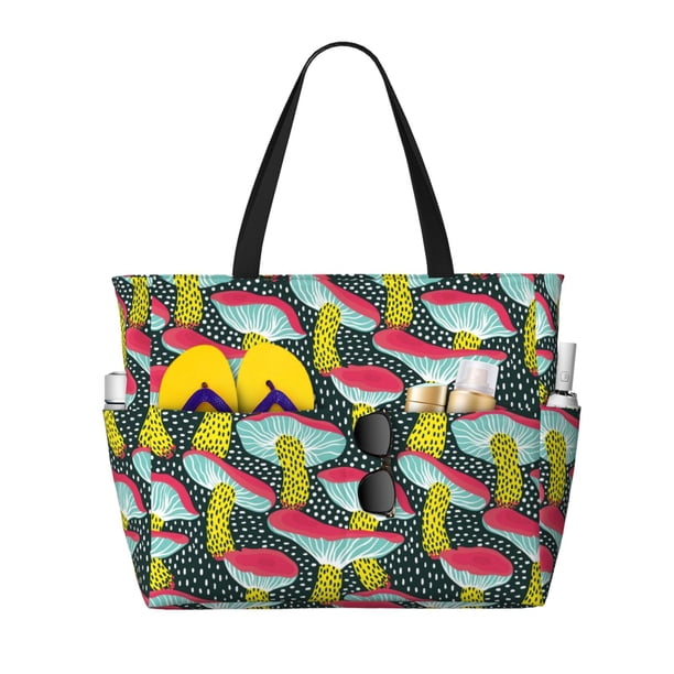 Easygdp Green Mushroom Bolsa de Viaje de Playa de Gran Capacidad, Bolsa Tote Perfecta para la Playa, Escapadas de Fin de Semana y Viajes