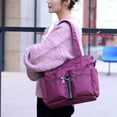 thumbnail image 5 of Bolso de mano informal para mujer, bolso de hombro, bolso de gran capacidad, bolso de nailon suave, morado, 5 of 5