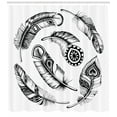 thumbnail image 3 of Ambesonne Feather Shower Curtain, Prehistoric Tribal Geometric, 69"Wx84"L, White and Black, 3 of 3