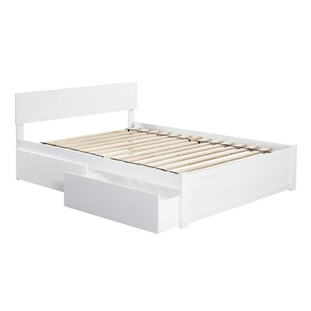 Designer Furniture Orlando Atlantic Furniture Orlando Full Platform Bed with Flat Panel Foot Board and 2 Urban Bed Drawers in White ()