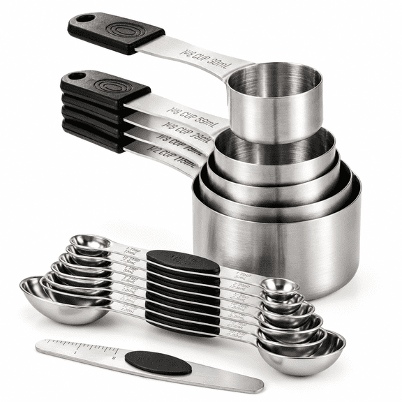 13-Piece Stainless Steel Measuring Cups and Spoons Set with Leveler