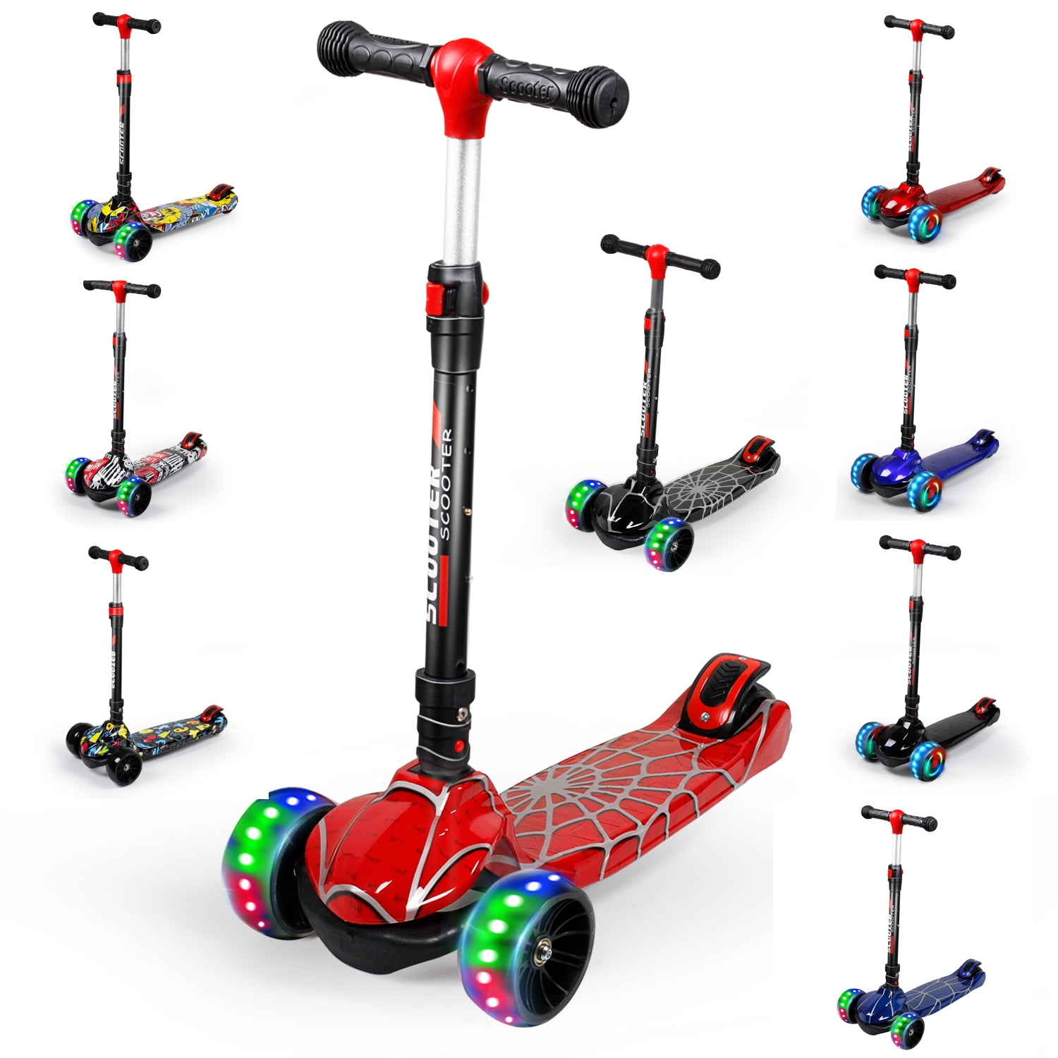 Scooter for Kids 3 Adjustable Heights Kick Scooter with AntiSlip Deck