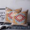 thumbnail image 2 of 18x18 Pillow Covers Set of 2, Vintage Ethnic Throw Pillow Covers Decorative Couch Cushion Case, Boho Tribes Modern Orange Middle Century Microfiber Square Pillowcases for Bedroom Car Living Room, 2 of 6