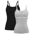 thumbnail image 6 of CARCOS 2 Packs Women's Cami With Built-In Shelf Bra Plus Stretch with Adjustable Spaghetti Straps Basic Undershirt Layer Tank Top Black-Gray S, 6 of 6