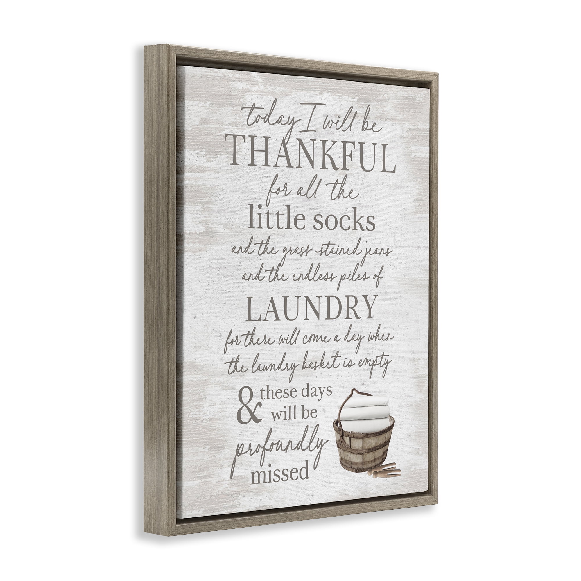Stupell Industries Heartfelt Laundry Phrase Typography Painting Brown Floater Framed Art Print Wall Art, 25 x 31