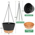 thumbnail image 3 of QCQHDU 2 Pack 8 inch Plastic Black Hanging Planters with 3 Hooks, Hanging Plant Pot Basket with Drainage Hole for Garden Home, 3 of 7