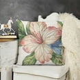 thumbnail image 2 of YINGXI Spring Mangnolia Green Red White Flower Throw Pillow Covers, Cushion Case for Sofa Couch 12x12in, 2 of 5