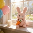 thumbnail image 5 of Easter Bunny Stuffed Animal, 11.81" Plush Rabbit with Floppy Ears and Carrot, Rabbit Stuffed Animals Plush Toy Easter Gift for Kids Girls Boys easter gifts(Pink), 5 of 7