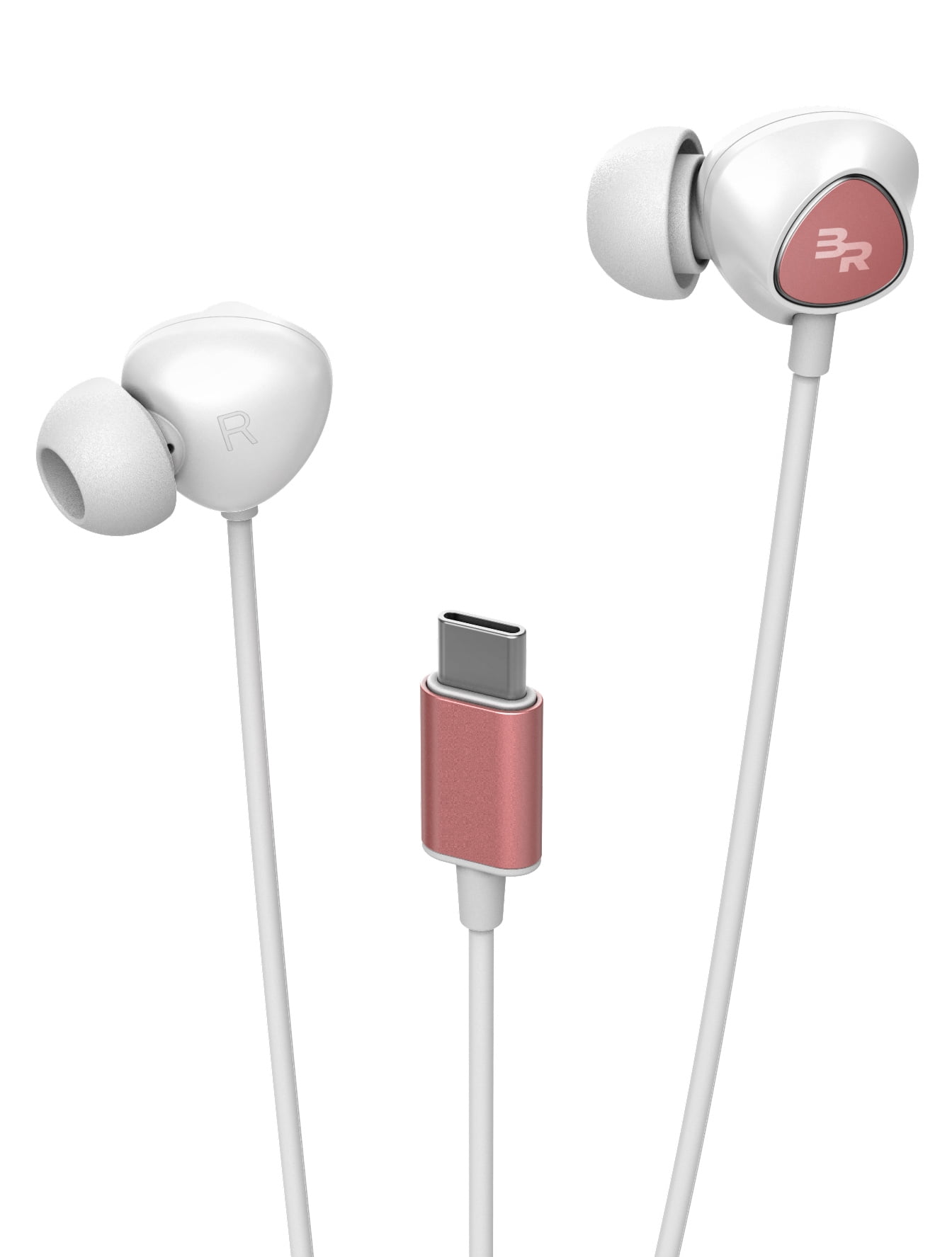 Thore USB C Headphones with Mic - Wired In-Ear USB Type C Earbud Earphones, V100 (For Pixel 6/5/4/Pro S21/Note 20 Ultra) Rose Gold