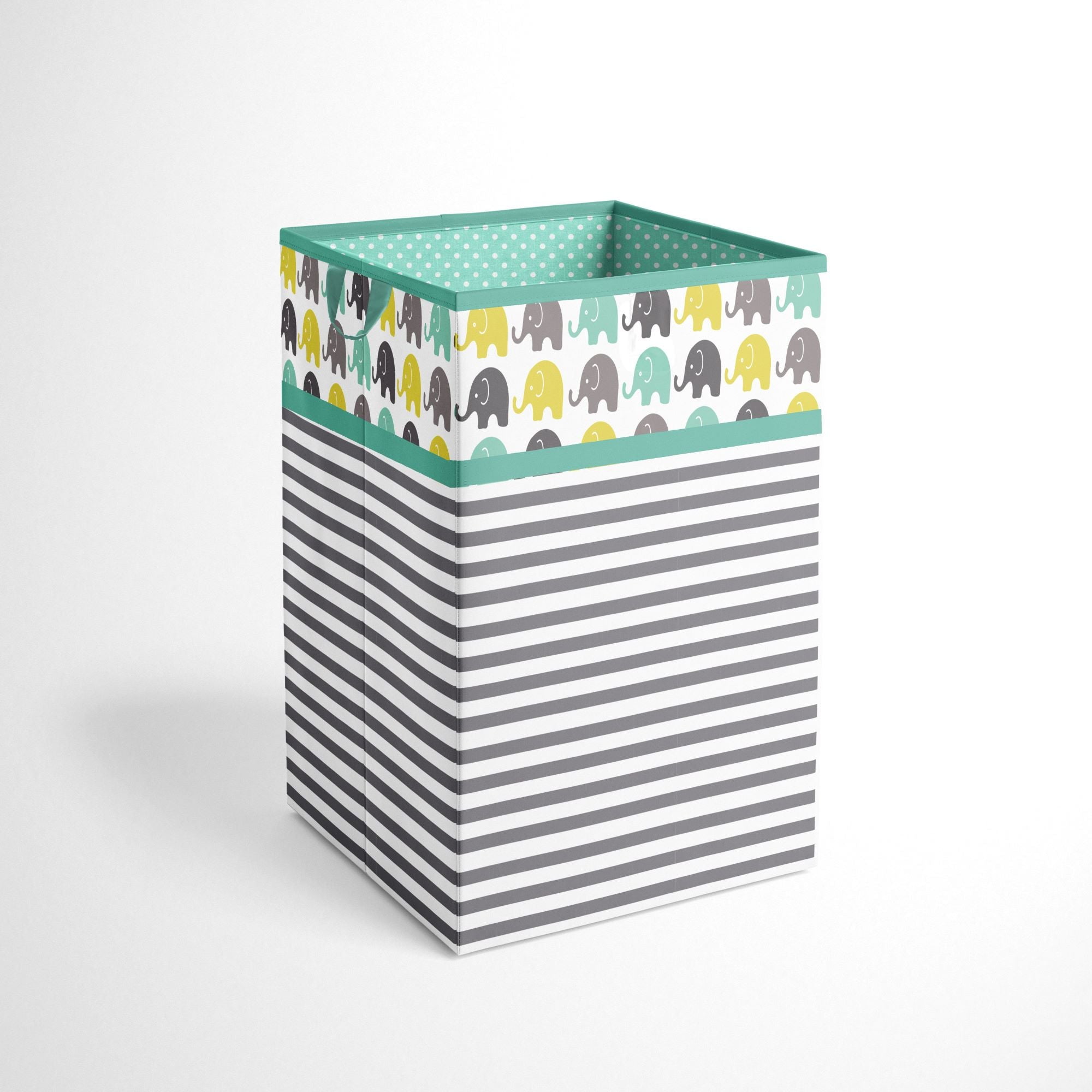 Bacati - Elephants Nursery Storage Items, Mint/Yellow/Grey