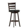 thumbnail image 2 of Merrick Lane 30" Espresso Classic Wooden Ladderback Swivel Bar Height Stool with Black Faux Leather Padded Seat and Integrated Footrest, 2 of 12