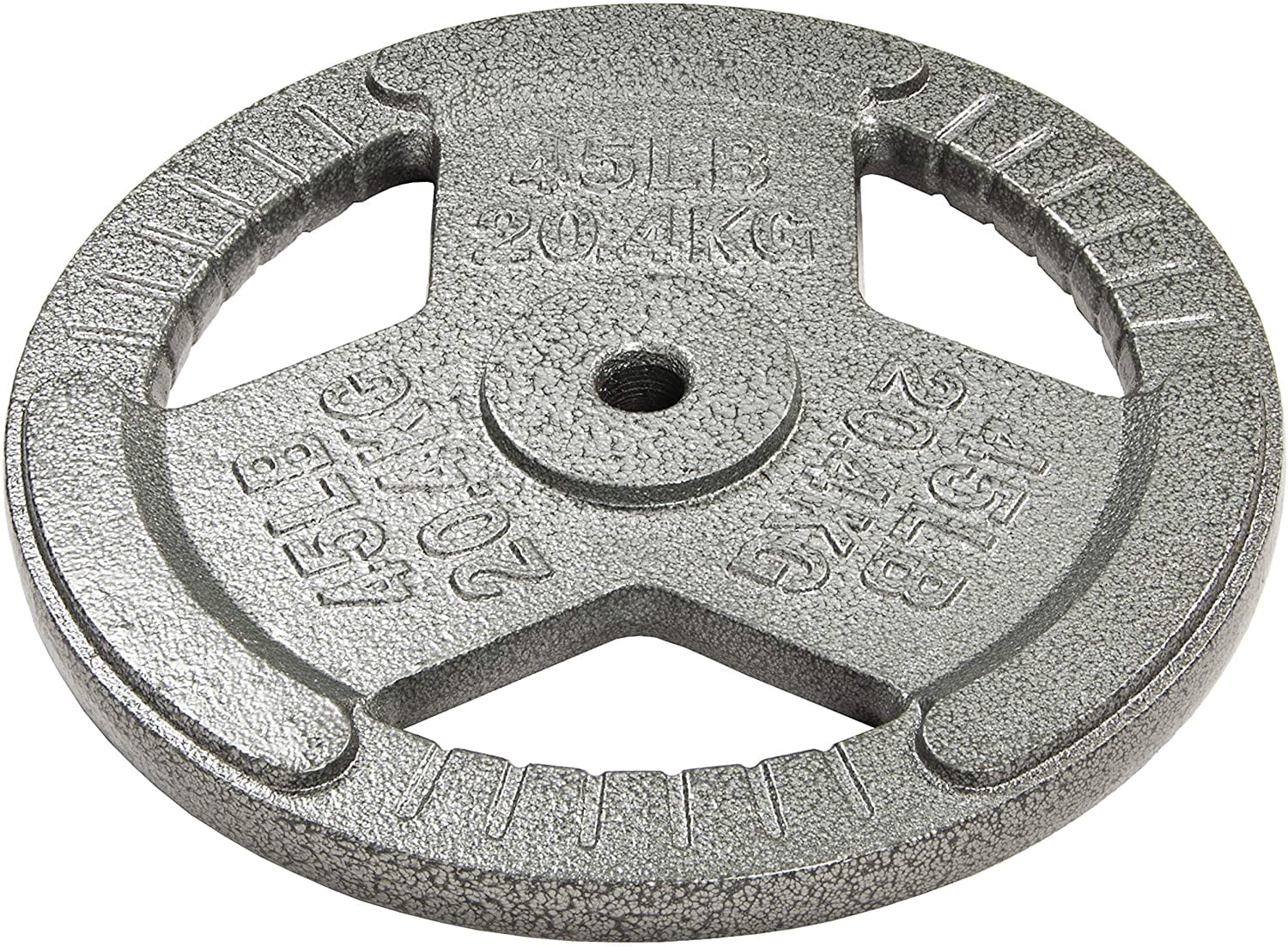 BalanceFrom Tri-Grip Cast Iron Plate Weight Plate for Strength Training, Weightlifting and Crossfit, 1-Inch, 45lbs Single