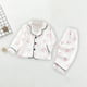 thumbnail image 5 of Odeerbi 1-5 Años Boys Girls Verano Pijamas de Algodón de Manga Larga Con Solapa Con Muescas Camisa Pantalones Set Soft Floral Sleepwear Pijama Set, 5 of 5