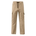 thumbnail image 2 of Lullu Boys Casual Cargo Pants Elastic Waist Drawstring Hiking Pants, Sizes 5-16, 2 of 7