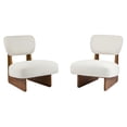 thumbnail image 4 of Christopher Knight Home Minimalist Upholstered Accent Chair Set of 2, Solid Wooden Base, Natural+Beige, 4 of 6