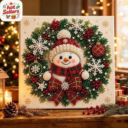 Complete Christmas Pearl Diamond Art Painting Kit for Adults Beginner Friendly DIY Beaded Craft Set with Wooden Frame Holiday Wall Hanging Home Decor Ornament Gift Festive Supplies