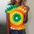 thumbnail image 2 of DeHolifer Tie Dye Shirt for Womens Crewneck Casual Summer Short Sleeve Tee T-Shirts Yellow 2XL, 2 of 6