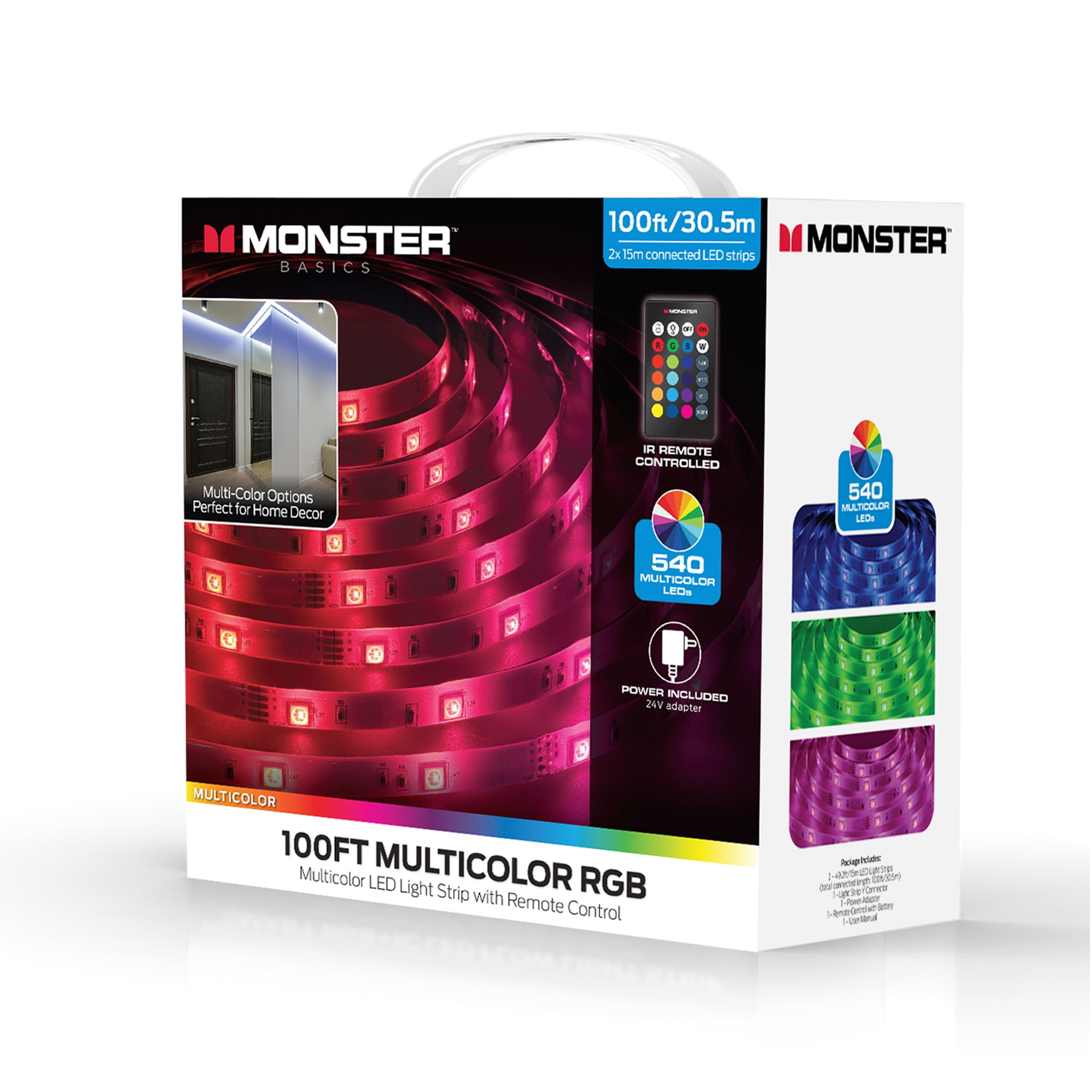 Monster MLB7-1027-BLK Multi-Color and Multi-White LED Light Strip, 6.5 ft.,  1 - Fry's Food Stores