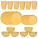 thumbnail image 1 of Nvzi 24pcs Wheat Straw Dinnerware Set,Plates and Bowls Set,Camping Dish Set for 6, Plastic Dinnerware Set,Dishwasher Safe Dinnerware Set,Yellow, 1 of 5