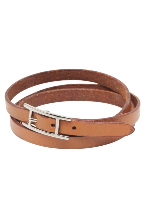 Pre-Owned Hermes Api 3 Bracelet, 3-Row Brown Leather, Women's, HERMES (Good)