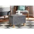 thumbnail image 5 of Elias Modern & Contemporary Grey Velvet Fabric Upholstered & Oak Brown Finished Wood Storage Ottoman, 5 of 5