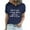 Navy, variant on ICHUANYI Women's Letter Print Casual Stylish Soild Color Short Sleeve Tops Tees Cloth New Trending