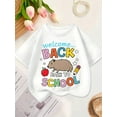 thumbnail image 1 of Welcome Back to School" Girls' T-Shirt - Cute Cartoon Capybara & School Supplies Print, Cotton Crew Neck Short Sleeve Top, Casual Summer Style for Youngsters, School Supplies Tee, 1 of 6
