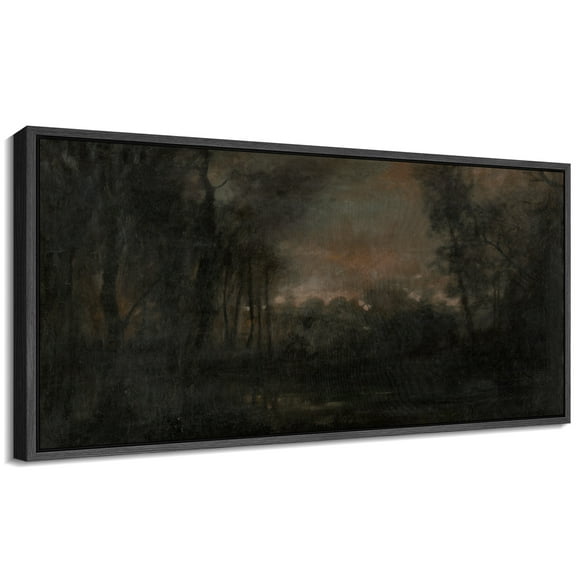 Large Framed Canvas Print Vintage Mistry Wall Art Decorative Ready to Hang Painting for Living room Bedroom - 60"x30" Black Frame