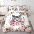 thumbnail image 1 of YST Ensemble de Douillette Chat Mignon, Thème Animal, 7 Pcs, Floral Coloré, Grand Lit, 1 of 4