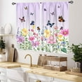 thumbnail image 3 of Floral Kitchen Curtains, Spring Flower Butterfly Purple Wildflower Watercolor Floral Farmhouse Country Short Window Curtains for Bathroom Living Room Bedroom Nursery 2 Panel Sets, 55x39 Inch, 3 of 4
