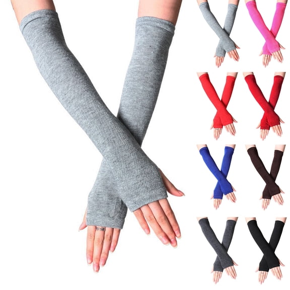 Ashirexll Winter Gloves Women, Fingerless Gloves for Women, Winter Wrist Arm Hand Warmer Knitted Long Fingerless Gloves Mitten Style